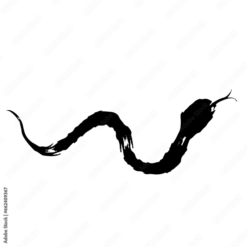 巳・蛇・へびの墨絵風イラスト素材 ベクター Stock Vector | Adobe Stock