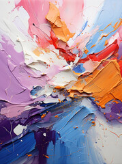 Poster - Rough brushstrokes of paint Oil on canvas. Multicolored bright texture