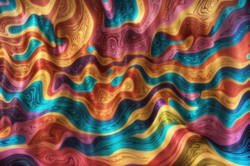 Poster - Abstract 3d background colorful wavy wall. ai generative