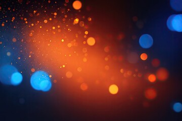 Wall Mural - A blue background with orange defocused sparkle. ai generative