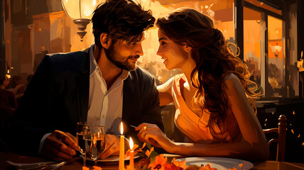 Poster - couple sitting at table