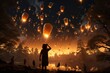 New Year 2024 - releasing lanterns into the sky to symbolize a fresh start
