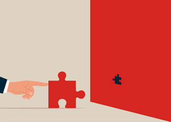 Wall Mural - insufficient size of jigsaw puzzle. problem challenge. flat vector illustration