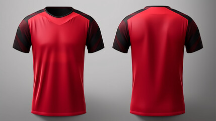 Sports shirt template for soccer and football jerseys, complete with fabric patterns displayed on the front and rear views..