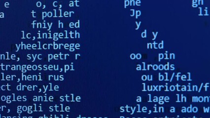 Blue screen of computer programming. A programming language