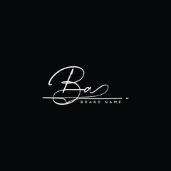 BA Initial  beauty letter  handwriting vector logo. 