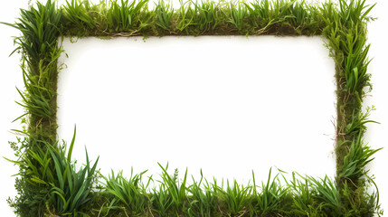 frame with grass design, abstract plant border with negativ space, empty space template