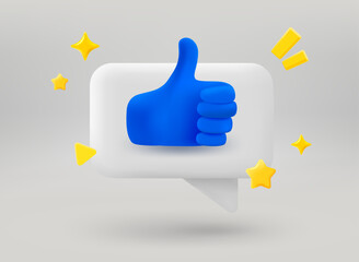 Aufkleber - Speech bubble with thumbsup symbol. 3d vector illustration
