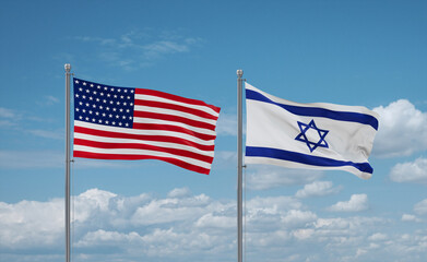 Wall Mural - Israel and USA flags, country relationship concept