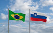 Slovenia and Brazil flags, country relationship concept