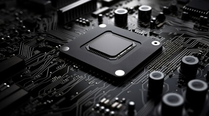 Fototapete - A close up of a cpu chip on a motherboard