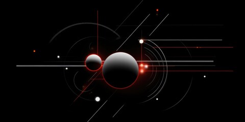 Wall Mural - A black background with red and white circles