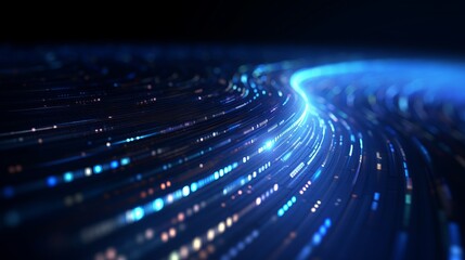 Fototapete - A blue and black background with lines and dots