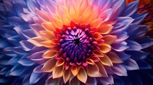  A Large Colorful Flower With Many Petals On It's Petals.  Generative Ai