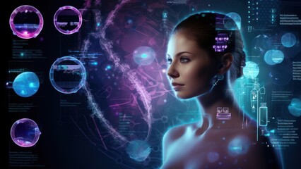 concept of AI-enabled personalized medicine, showcasing the use of patient data, genetic information, and AI algorithms