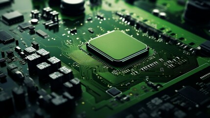 Fototapete - A close up of a computer chip on a motherboard