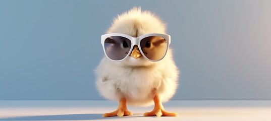 Little Chick Wearing Sunglasses with Generative AI