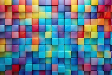 Poster - abstract colorful cubes background. 3d rendering, 3d illustration, Colorful square pattern as panorama background, AI Generated