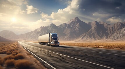 Wall Mural - Truck is transporting goods in the USA