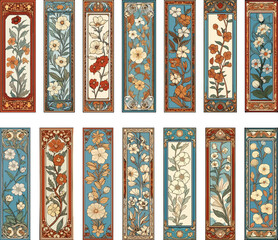 art-nouveau floral decor. artnouveau exquisite ornament frame banners, flower style patterns, vector