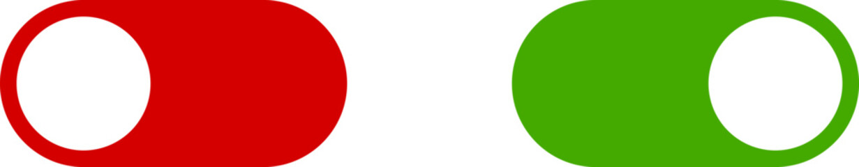 Poster - On Off Switch Button Slider Toggle Green and Red Icon Set. Vector Image.