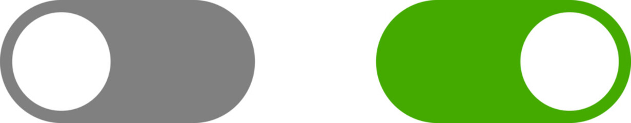 Poster - On Off Switch Button Slider Toggle Fray and Green Icon Set. Vector Image.
