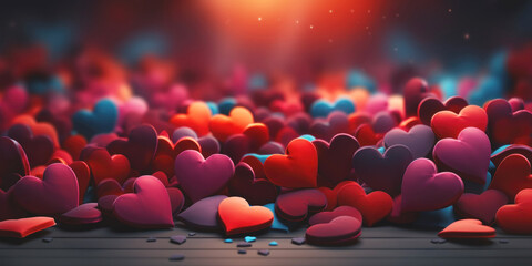 Wall Mural - Colorful hearts background.