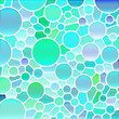 abstract vector stained-glass mosaic background - light green and blue circles