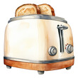 Watercolor retro toaster isolated.