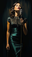 Poster - a woman in a black dress singing