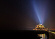 Mont Saint Michel view at night with lights