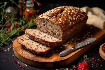 Wall Mural - Home baked whole wheat bread made with organic ingredients and packed with nourishing seeds