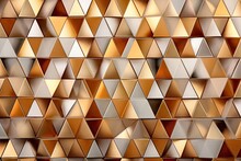 Mosaic Tile Wallpaper With Metallic Gold Silver Copper Background And Geometric Triangles