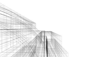 abstract architecture vector 3d drawing