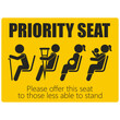 Printable label yellow sticker priority seat, for elder, disable, pregnant, woman with baby or children, for  bus transport or public area sign