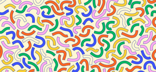 Poster - Colorful doodle pattern. Funny vibrant pattern. Colorful curved lines.