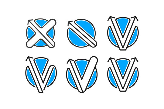 Vector is a monogram of circles and letters. In outline form.