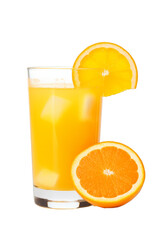 Wall Mural - A glass of chilled orange juice in a glass on a white transparent background