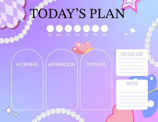 Wall Mural - daily planner. start on morning with gradient style that use for horizontal digital