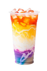 Wall Mural - A glass of rainbow special drink on a transparent white background