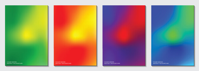 Fototapete - Posters set design with abstract blurred multicolor gradient background. Ideas for magazine covers, brochures and posters. Vector, Illustrator, EPS.