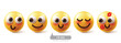 Emojis shy emoticon characters vector set. Emoji emoticons facial expression in in love, happy, blush, smiling and kissed face character collection. Vector illustration emojis shy icon collection. 
