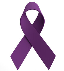 violet purple color gradient ribbon bow symbol decoration ornament february care world cancer day awareness icon white isolated background dicut campaign hope help support fight medical awareness  