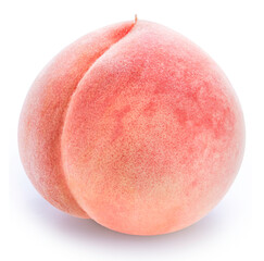 Wall Mural - pink peach fruit isolated on white background, fresh peach on white background with clipping path.