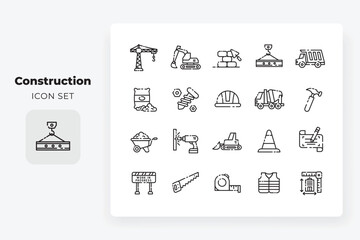 lineal construction icon design set