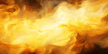 Abstract Gold Wavy Pattern, Smoke Fire Texture, 3D Illustration.