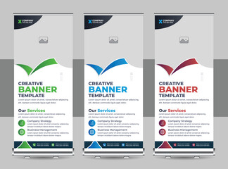 Wall Mural - modern business roll up banner stand, presentation concept, vertical roll up template billboard, cre