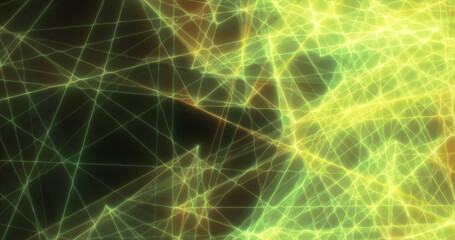 Poster - Abstract green energy lines triangles magical bright glowing futuristic hi-tech background