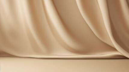 Poster - empty curtains stage light on beige background texture. product display podium with generative ai.