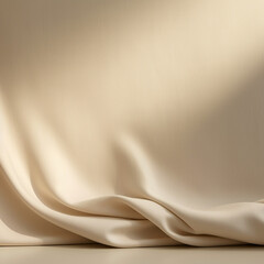 Poster - empty curtains stage light on beige background. mock up product display podium with generative ai.